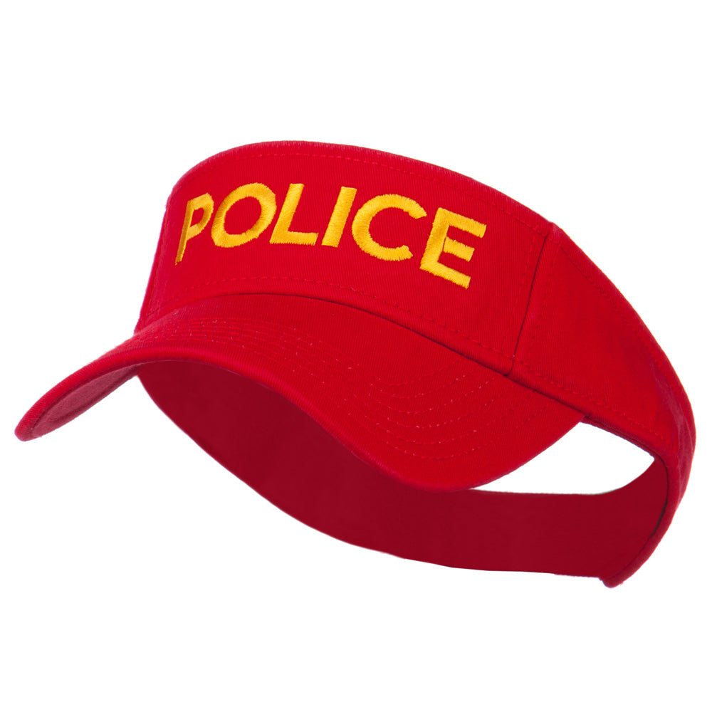 Police Embroidered Superior Garment Washed Visor - Red OSFM