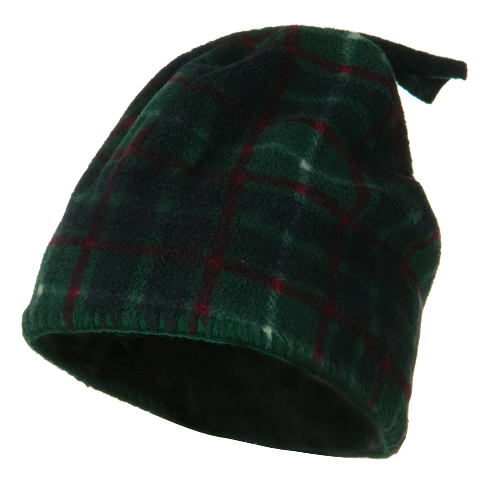 Plaid Design Winter Fleece Hat - Green OSFM