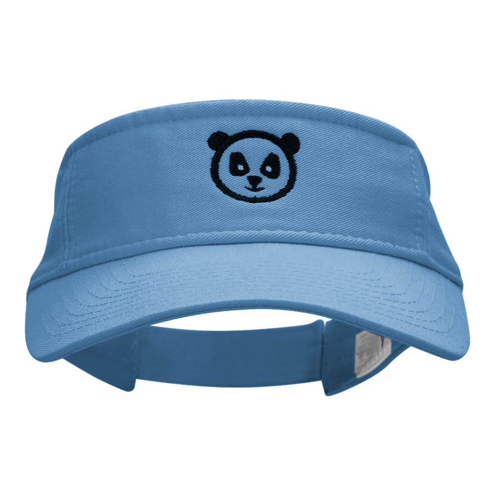 Panda Face Embroidered Cotton Twill Visor - Light Blue OSFM