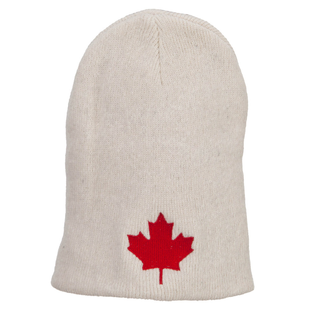 Canada Maple Leaf Embroidered ECO Cotton Beanie - Milk OSFM