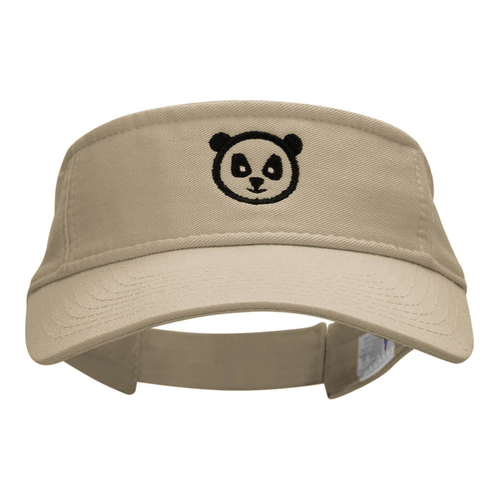 Panda Face Embroidered Cotton Twill Visor - Khaki OSFM