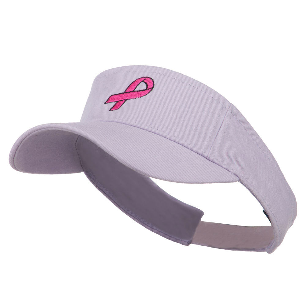 Hot Pink Ribbon Breast Cancer Embroidered Visor - Lavender OSFM