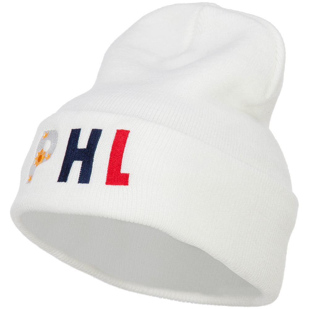 Philippines Embroidered Long Beanie - White OSFM