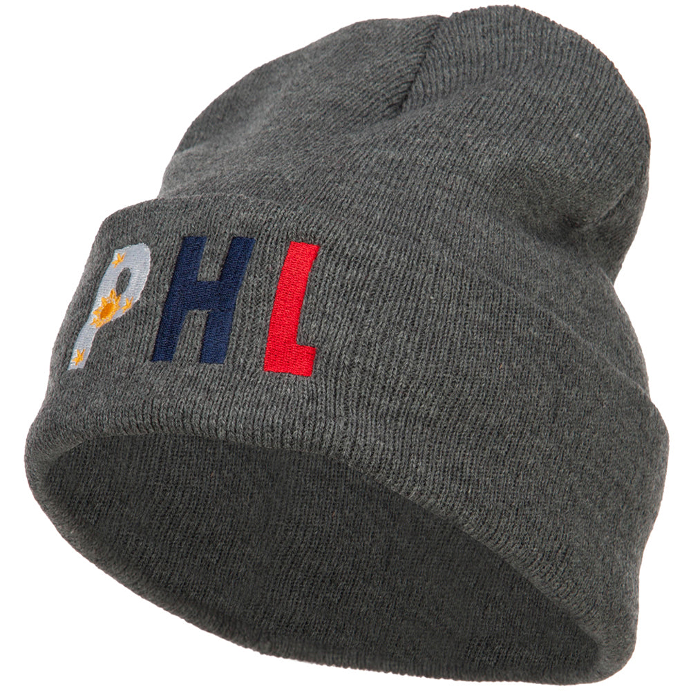 Philippines Embroidered Long Beanie - Dk Grey OSFM