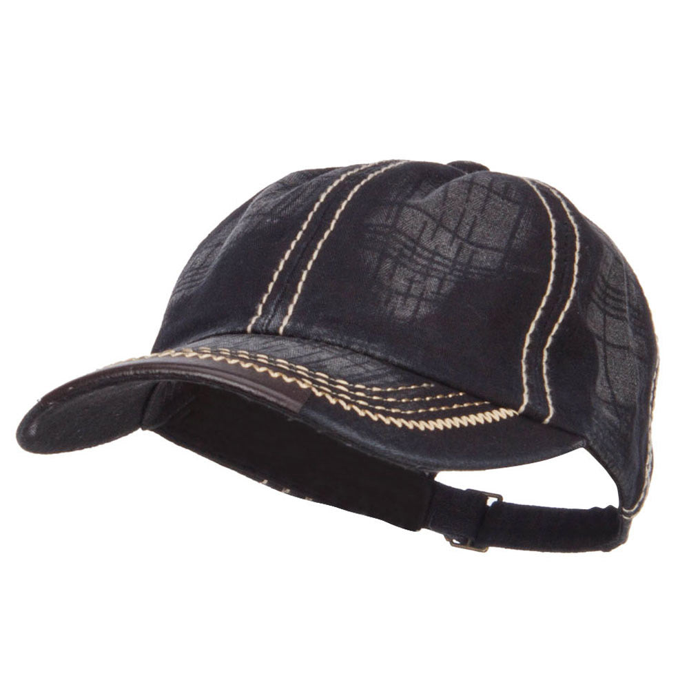 Leather Peak Trim Stitched Cap - Black OSFM