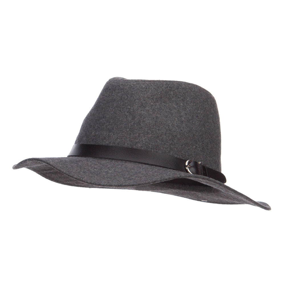 PU Buckle Band Panama Hat - Grey OSFM