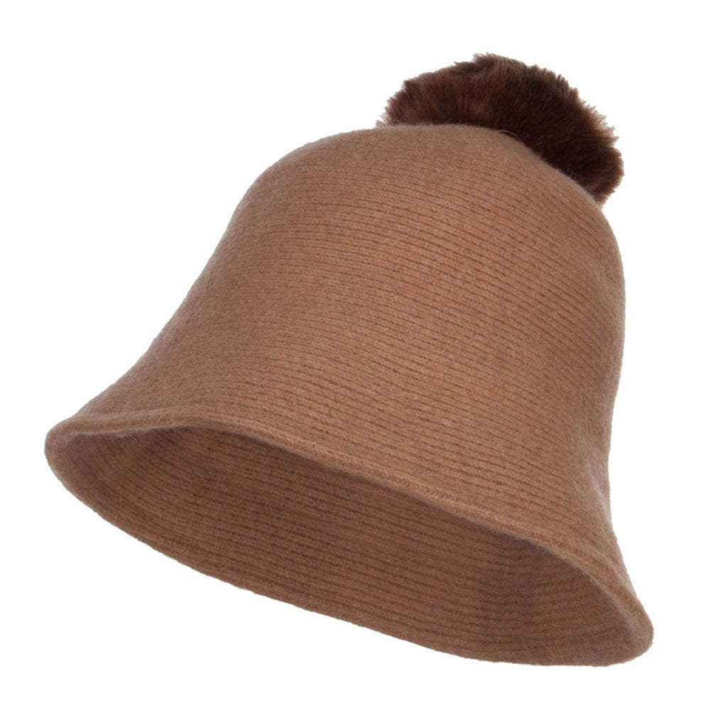 Pom Pom Wool Bucket Hat - Taupe OSFM