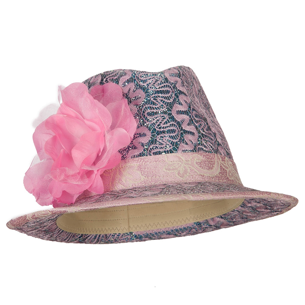 Polyester Lurex Fedora Hat - Purple Pink OSFM