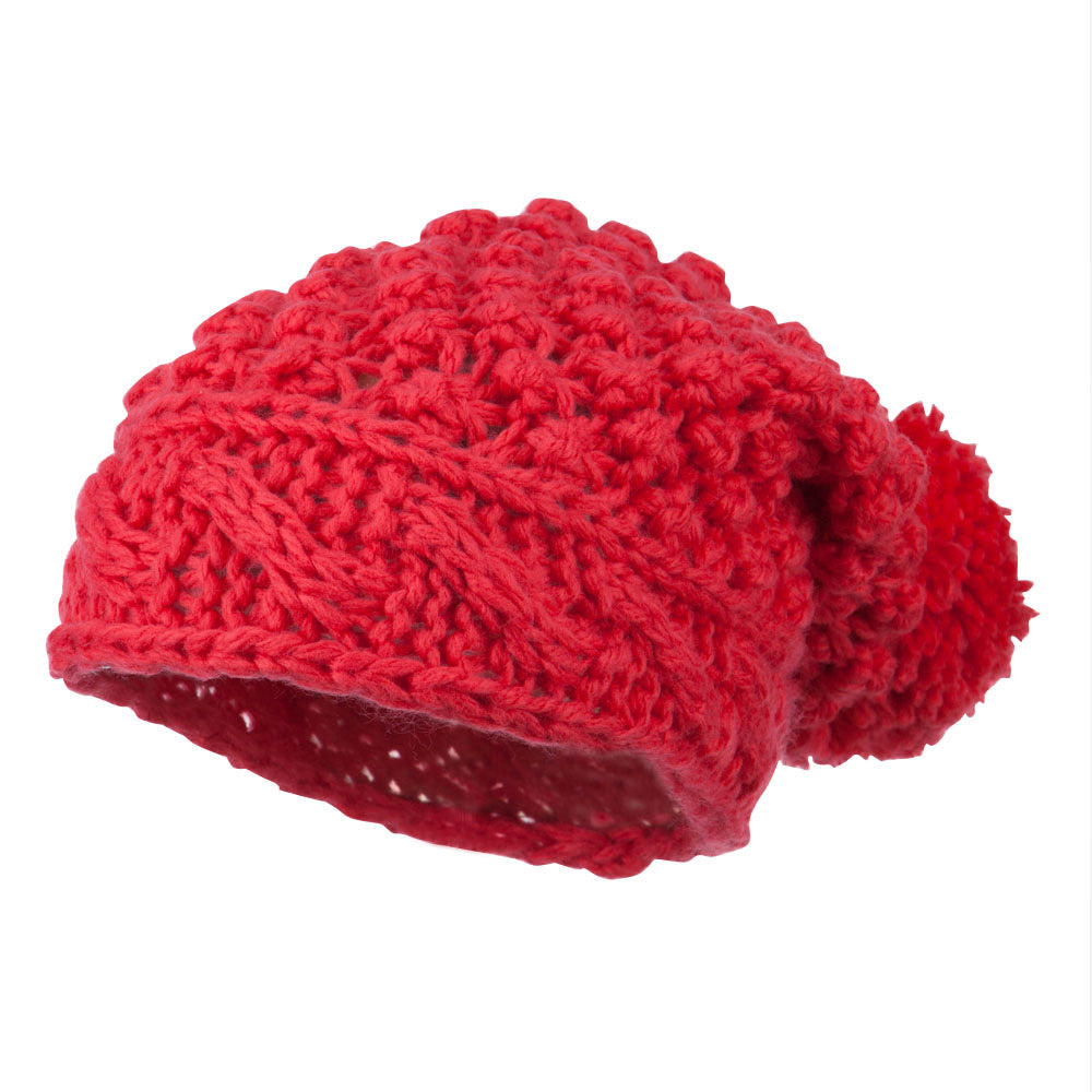 Women&#039;s Knit Pom Deep Beanie - Red OSFM