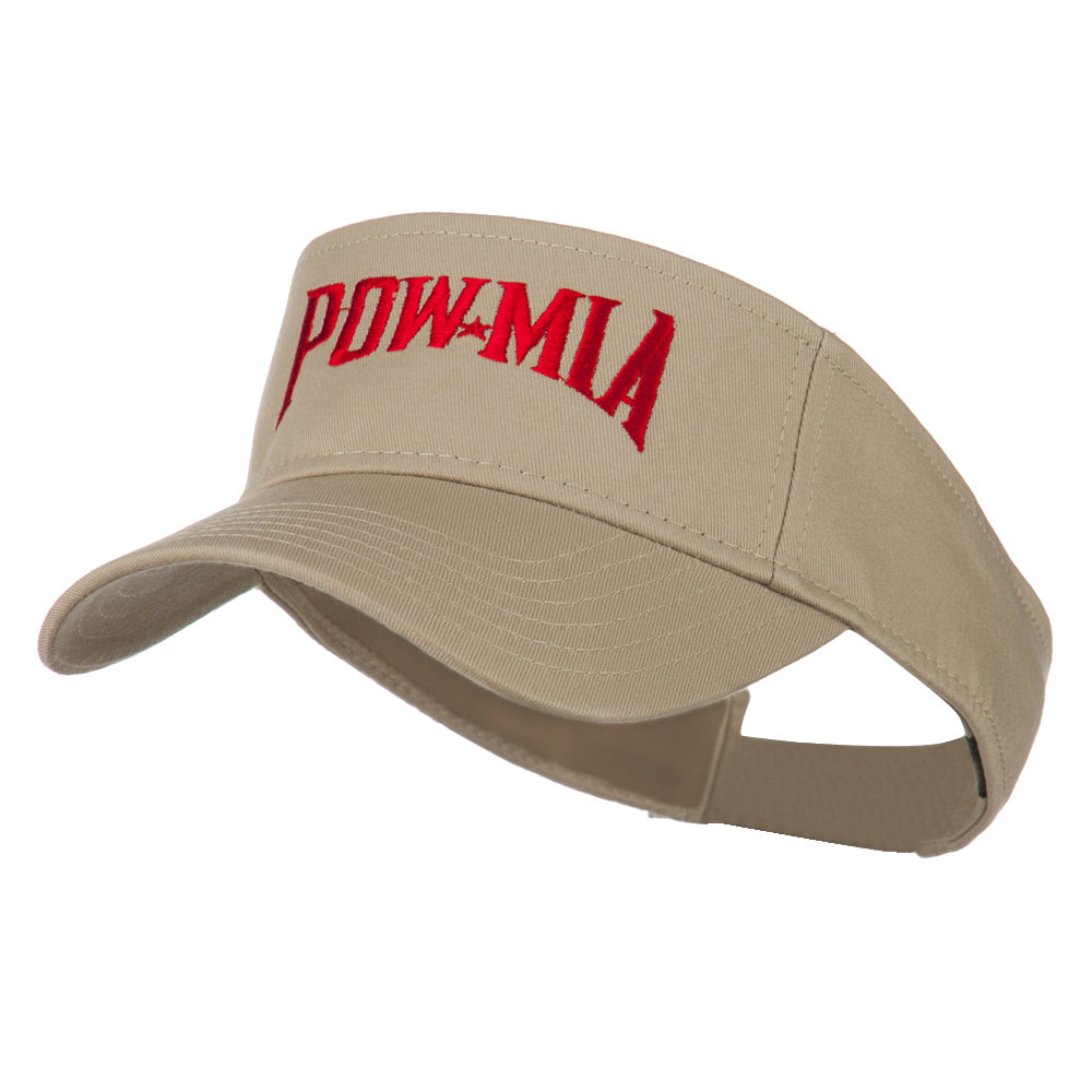 Pow Mia Embroidered Twill Sun Visor - Khaki OSFM