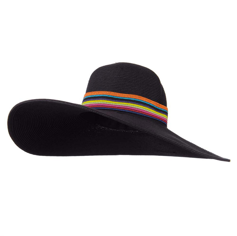 UPF 50+ Paper Braid Nylon Wide Brim Hat - Black OSFM