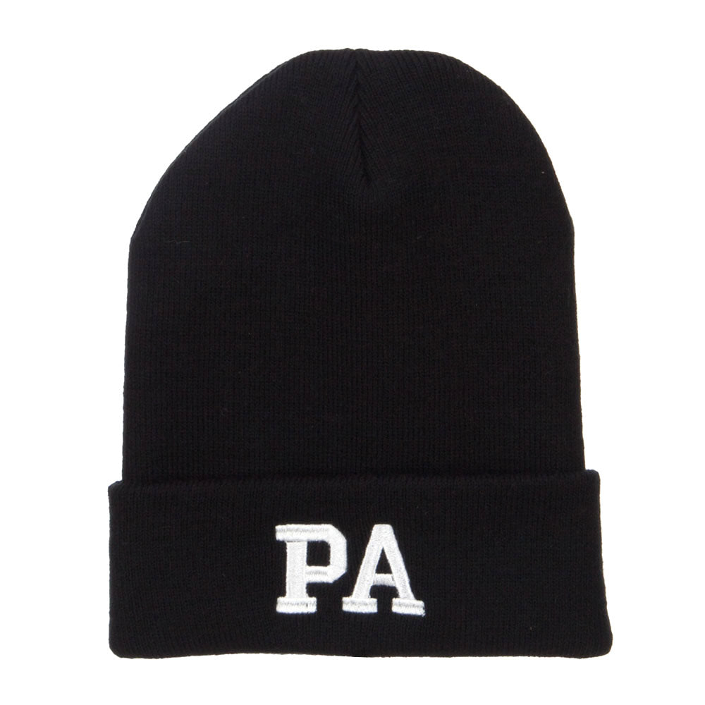 PA Pennsylvania State Embroidered Long Beanie - Black OSFM