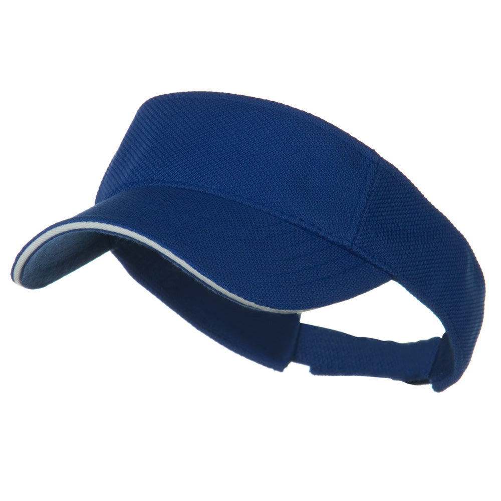 Poly Pique Knit Sandwich Sun Visor - Royal White OSFM