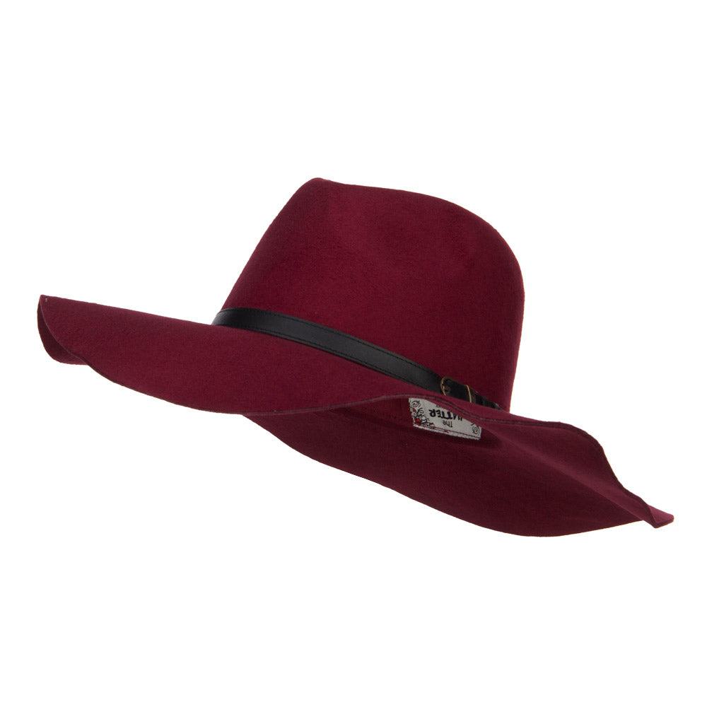 Polyester Panama Hat with Buckle Band - Burgundy OSFM