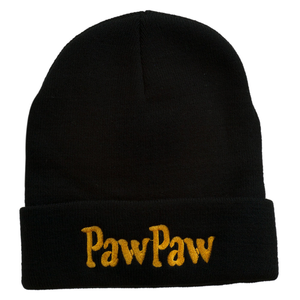 PawPaw Embroidered Long Cuff Beanie - Black OSFM