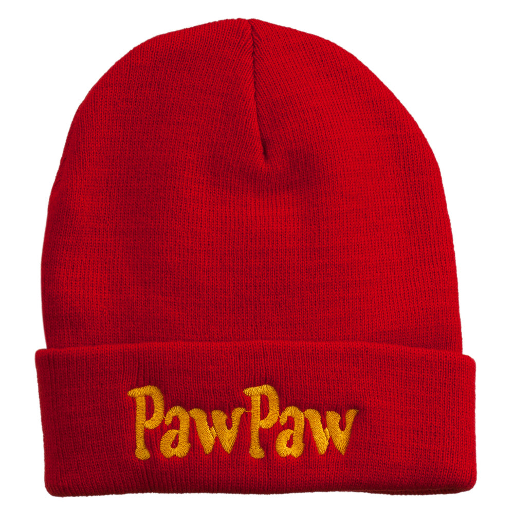 PawPaw Embroidered Long Cuff Beanie - Red OSFM
