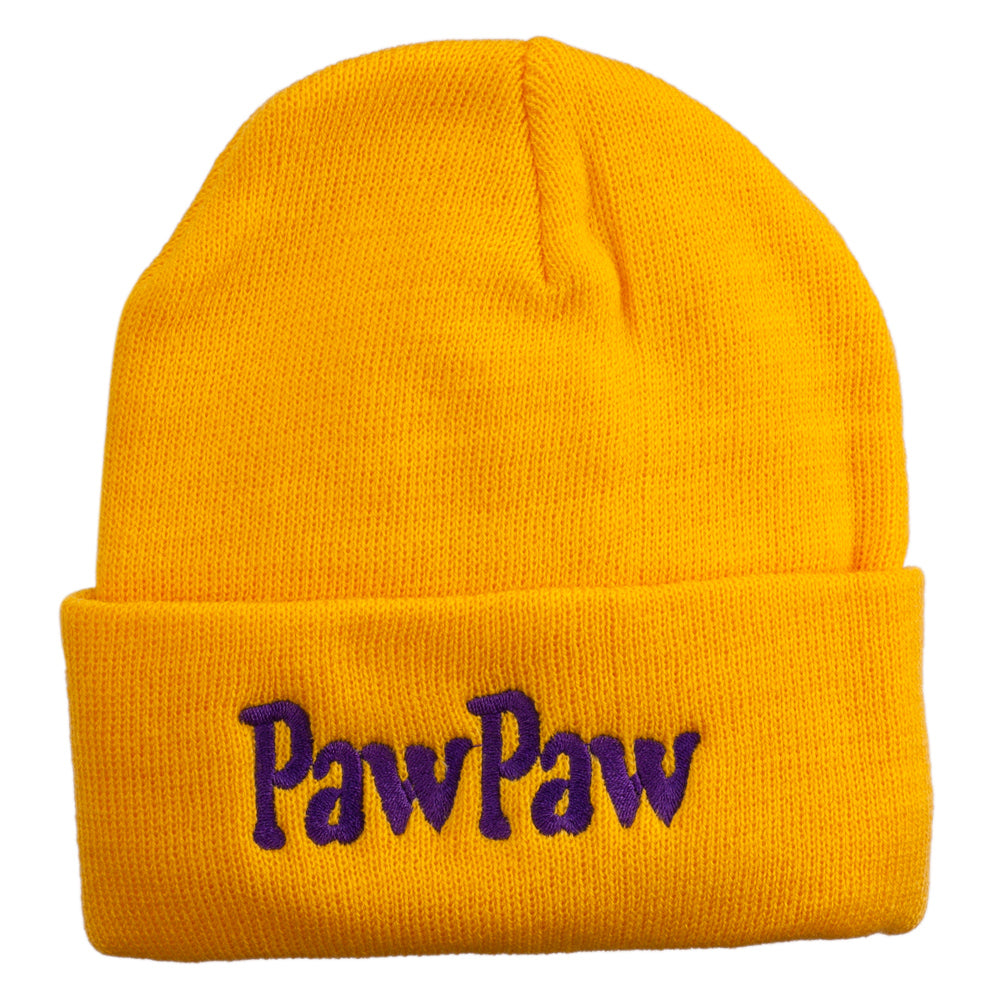 PawPaw Embroidered Long Cuff Beanie - Yellow OSFM