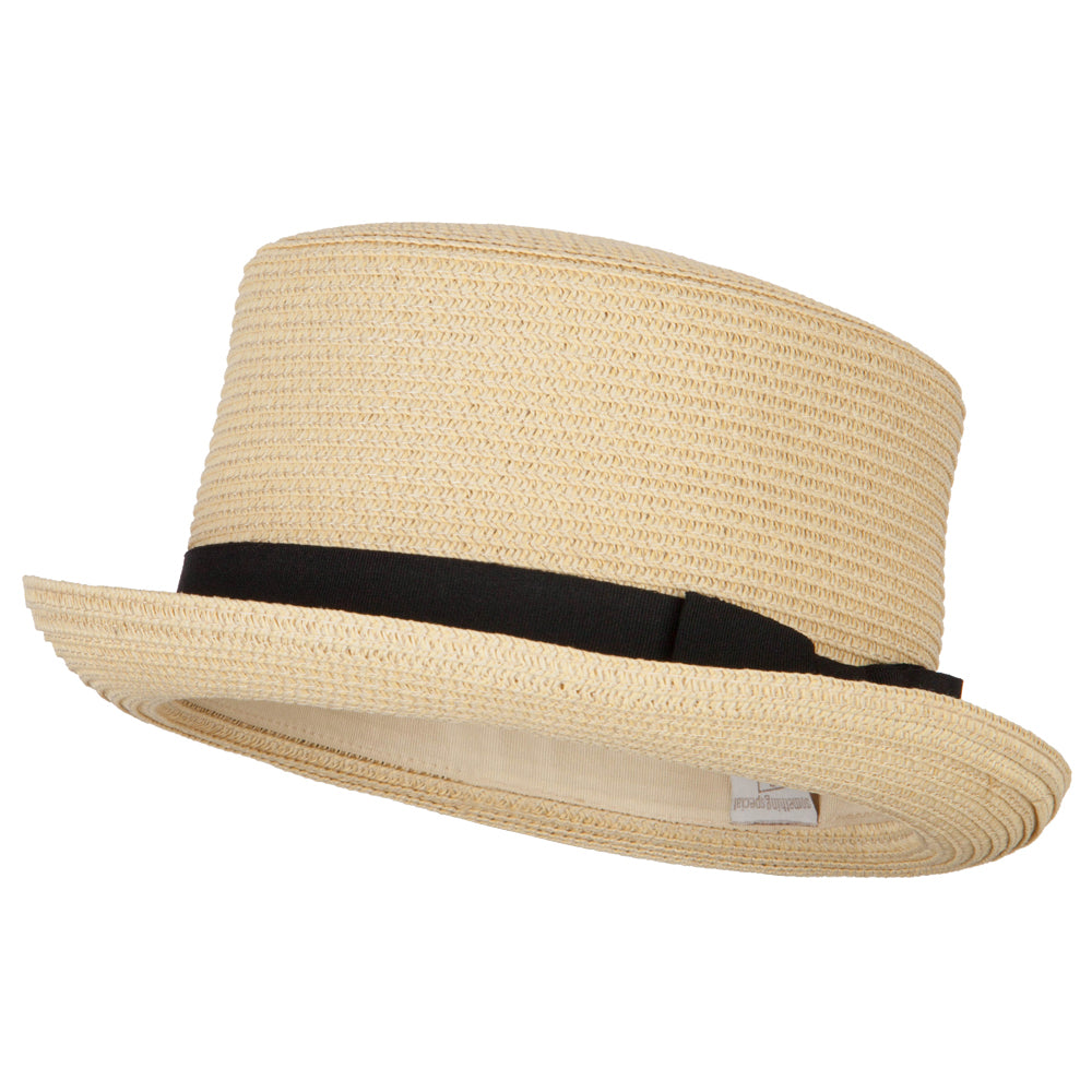 Paper Straw Fedora Top Hat - Natural OSFM