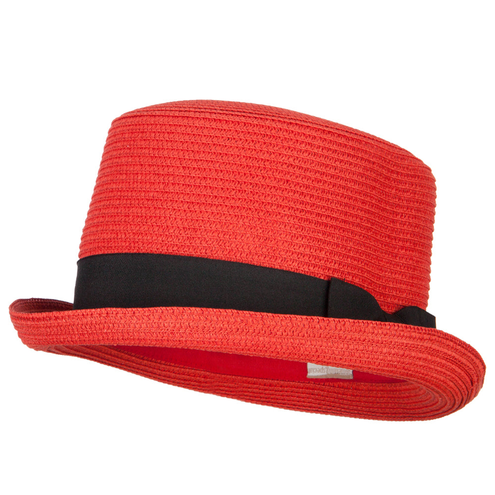 Paper Straw Fedora Top Hat - Red OSFM