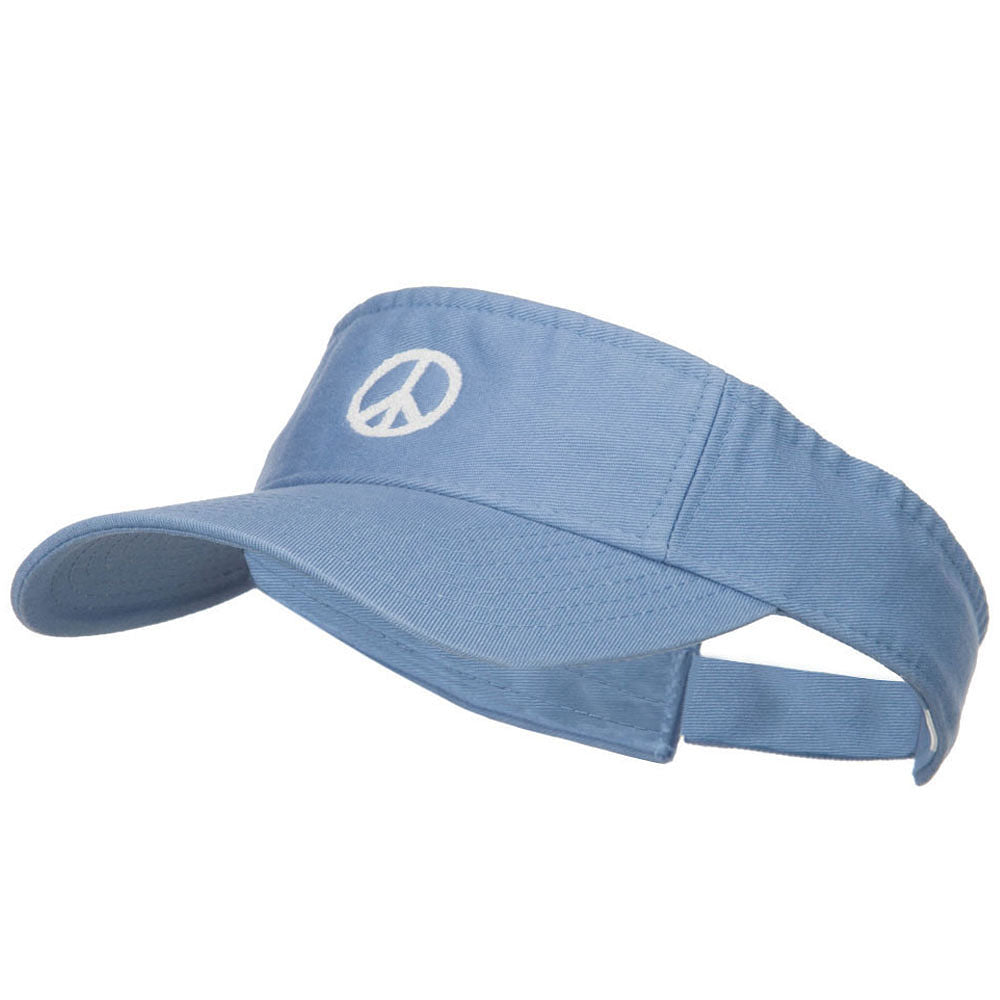 Peace Symbol Embroidered Washed Visor - Lt Blue OSFM