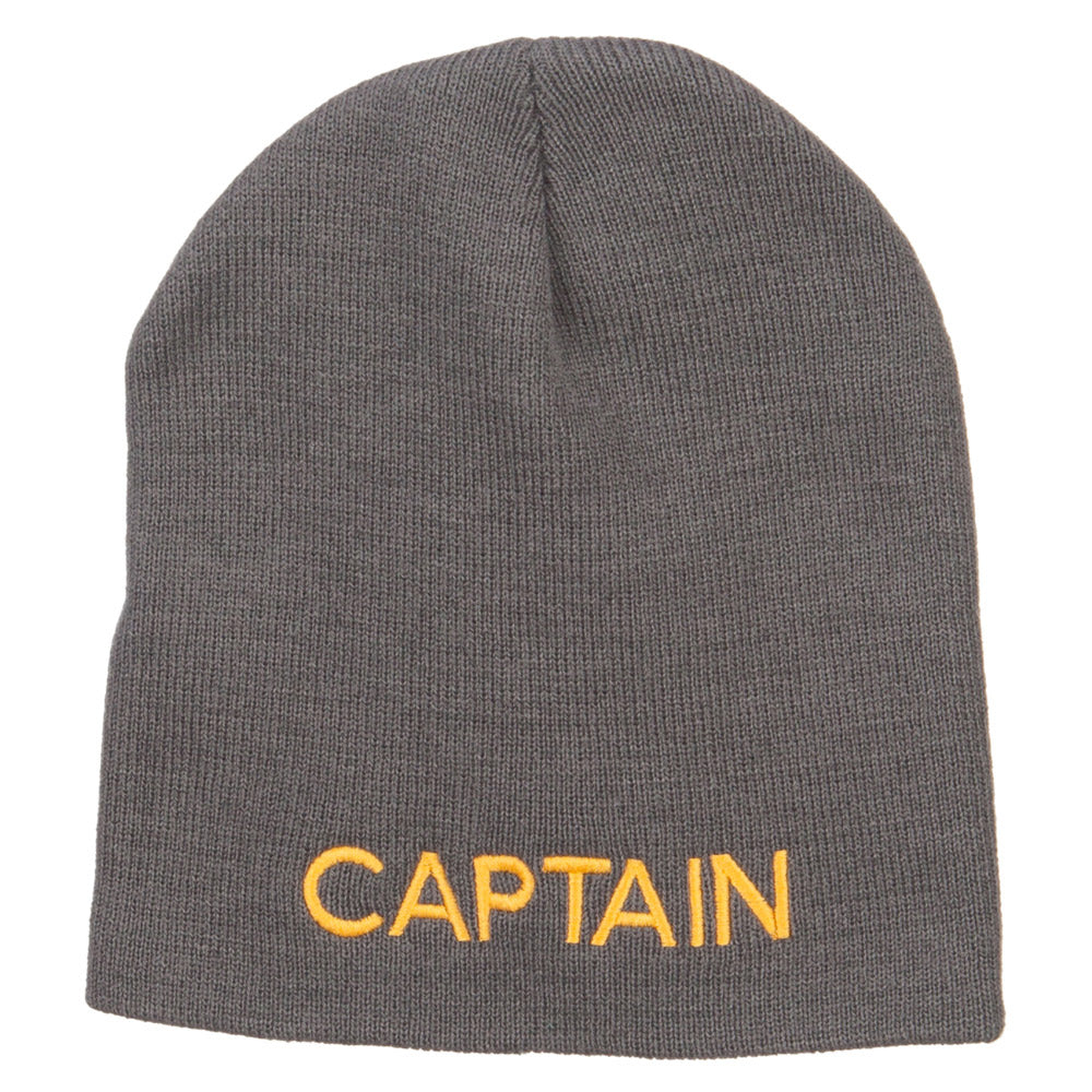 Captain Embroidered Short Beanie - Grey OSFM