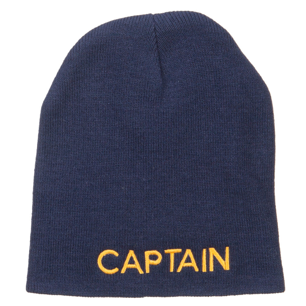 Captain Embroidered Short Beanie - Navy OSFM