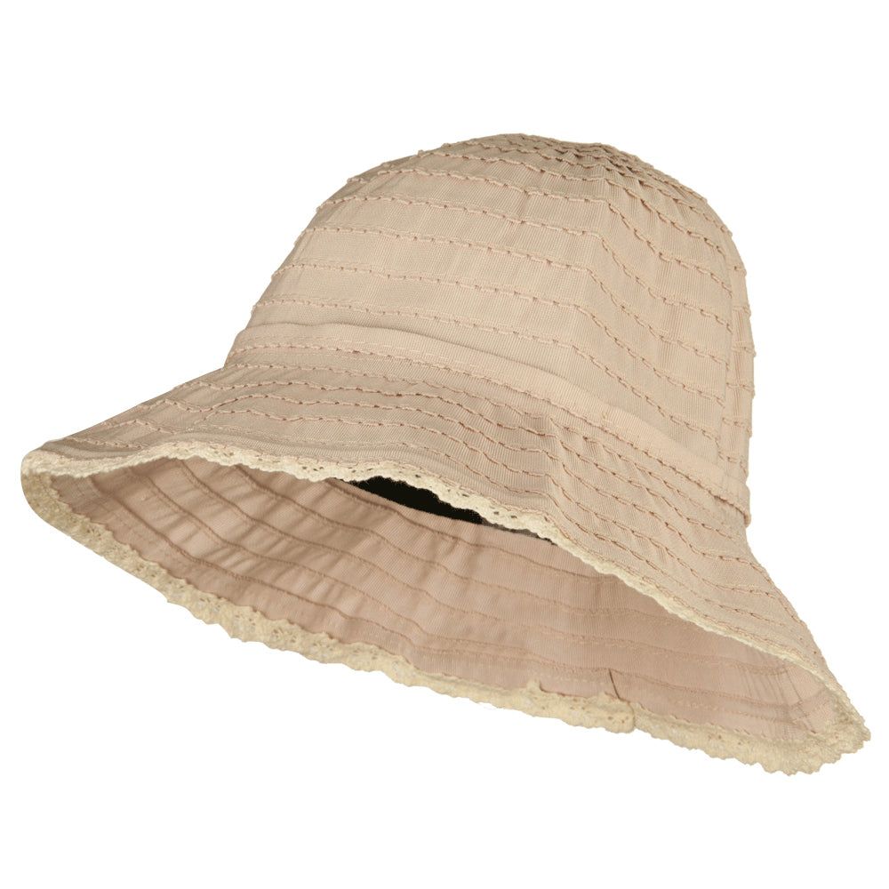 Girl&#039;s Crushable Fringed Bucket Hat - Pink OSFM