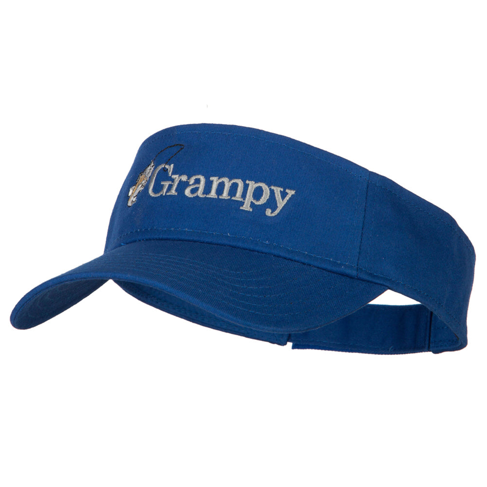 Fishing Grampy Embroidered Cotton Twill Sun Visor - Royal OSFM