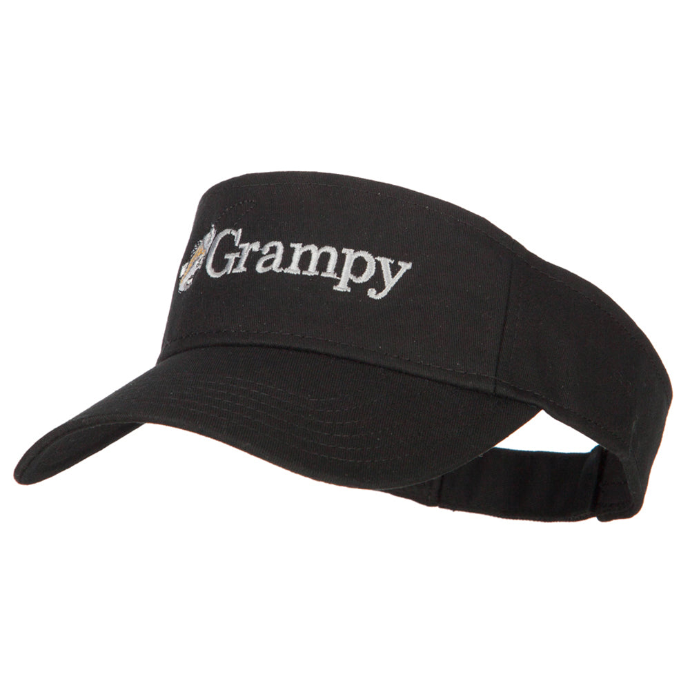 Fishing Grampy Embroidered Cotton Twill Sun Visor - Black OSFM