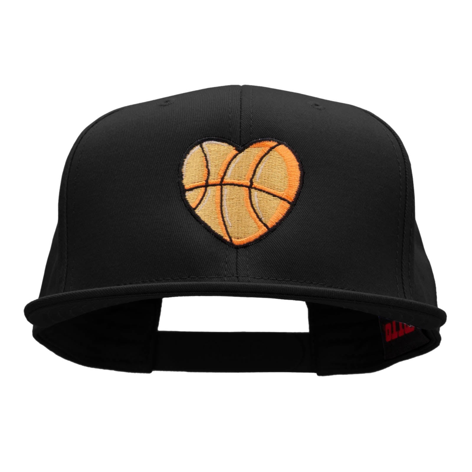 Basketball Heart Embroidered Prostyle Snapback - Black OSFM