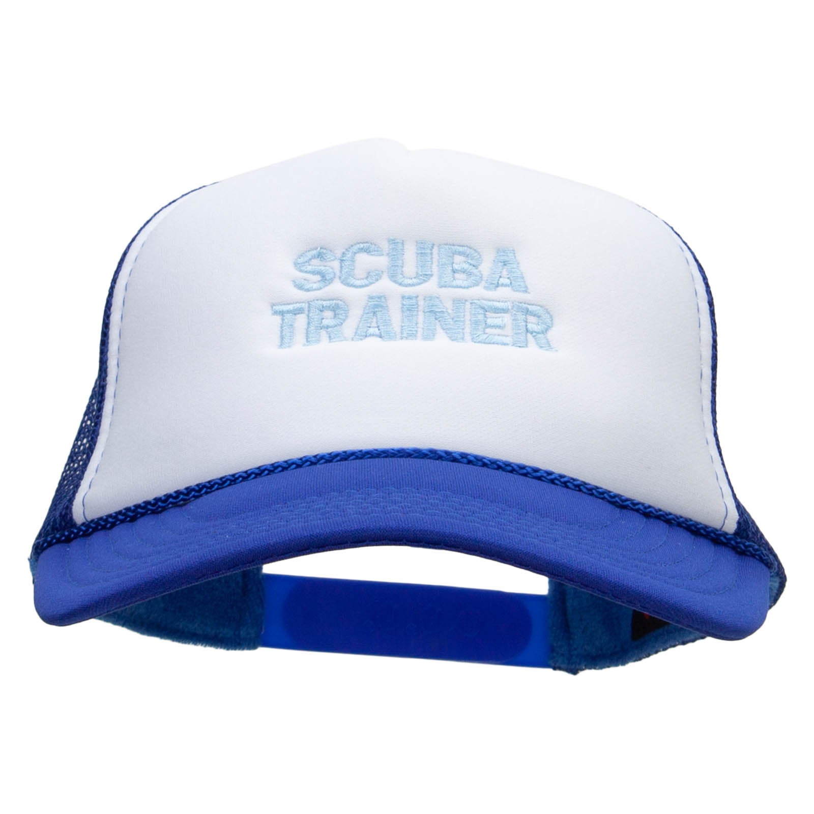 Scuba Trainer Embroidered Foam Panel Mesh Snapback - Royal White OSFM