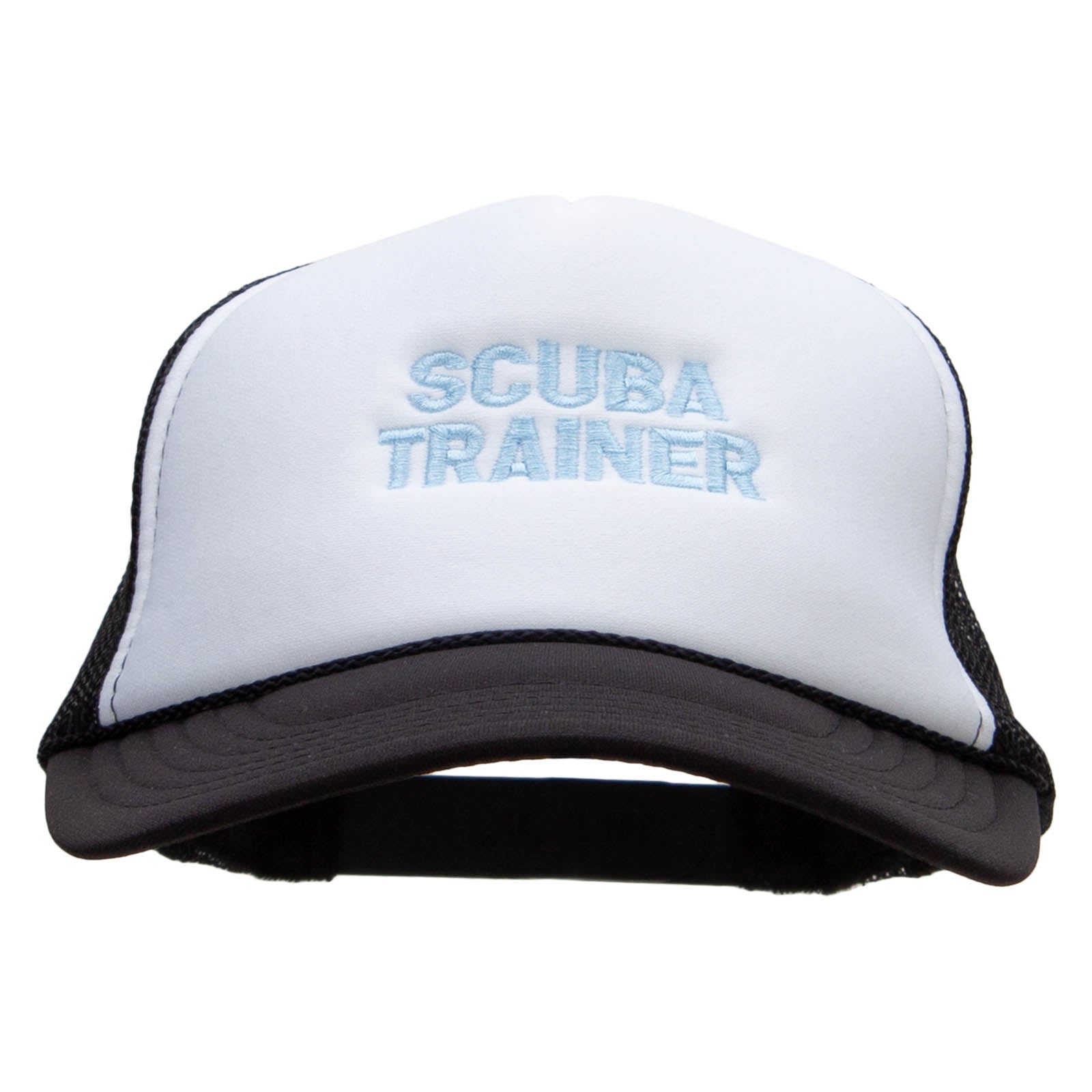 Scuba Trainer Embroidered Foam Panel Mesh Snapback - Black White OSFM