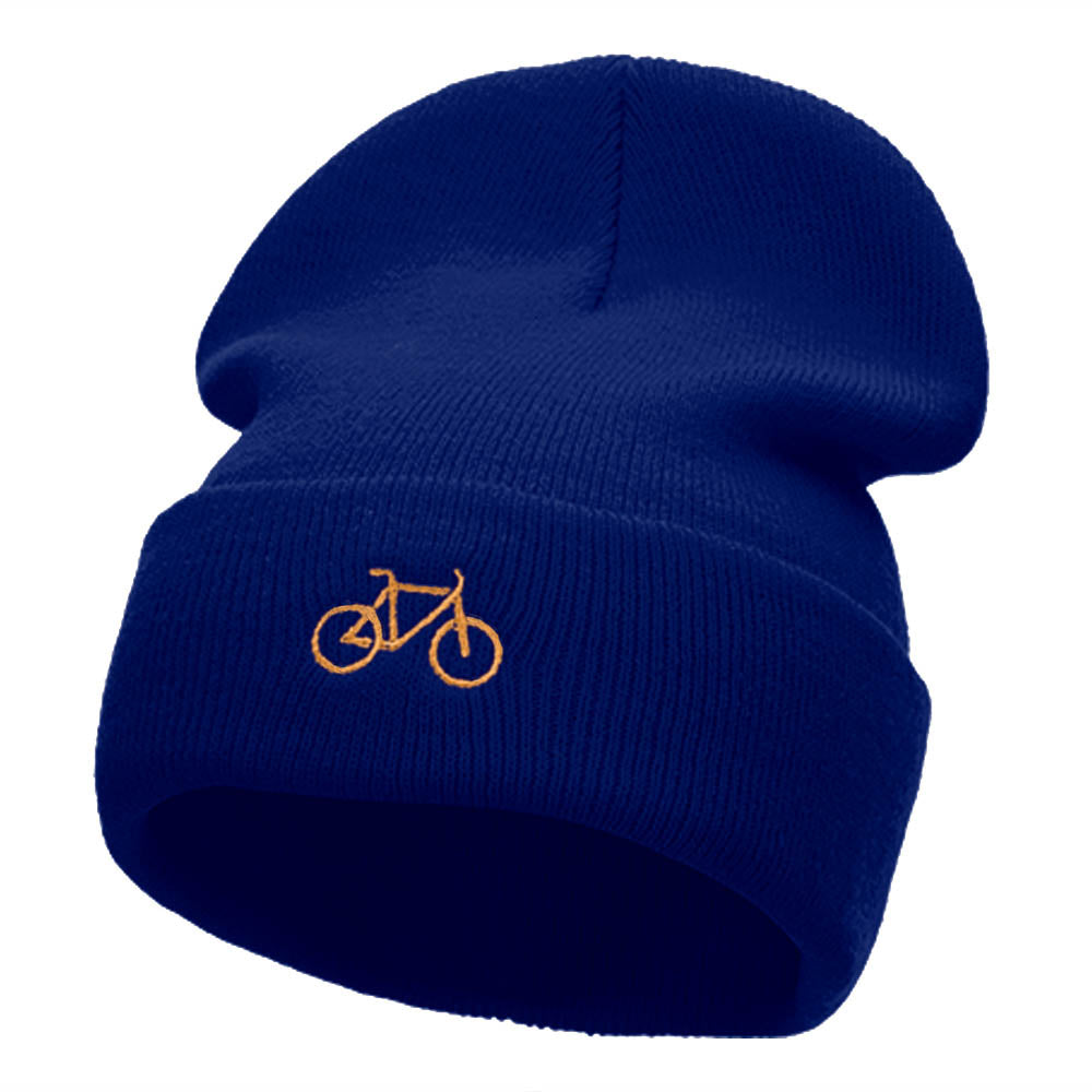 Orange Mini Bike Embroidered 12 Inch Long Knitted Beanie - Royal OSFM