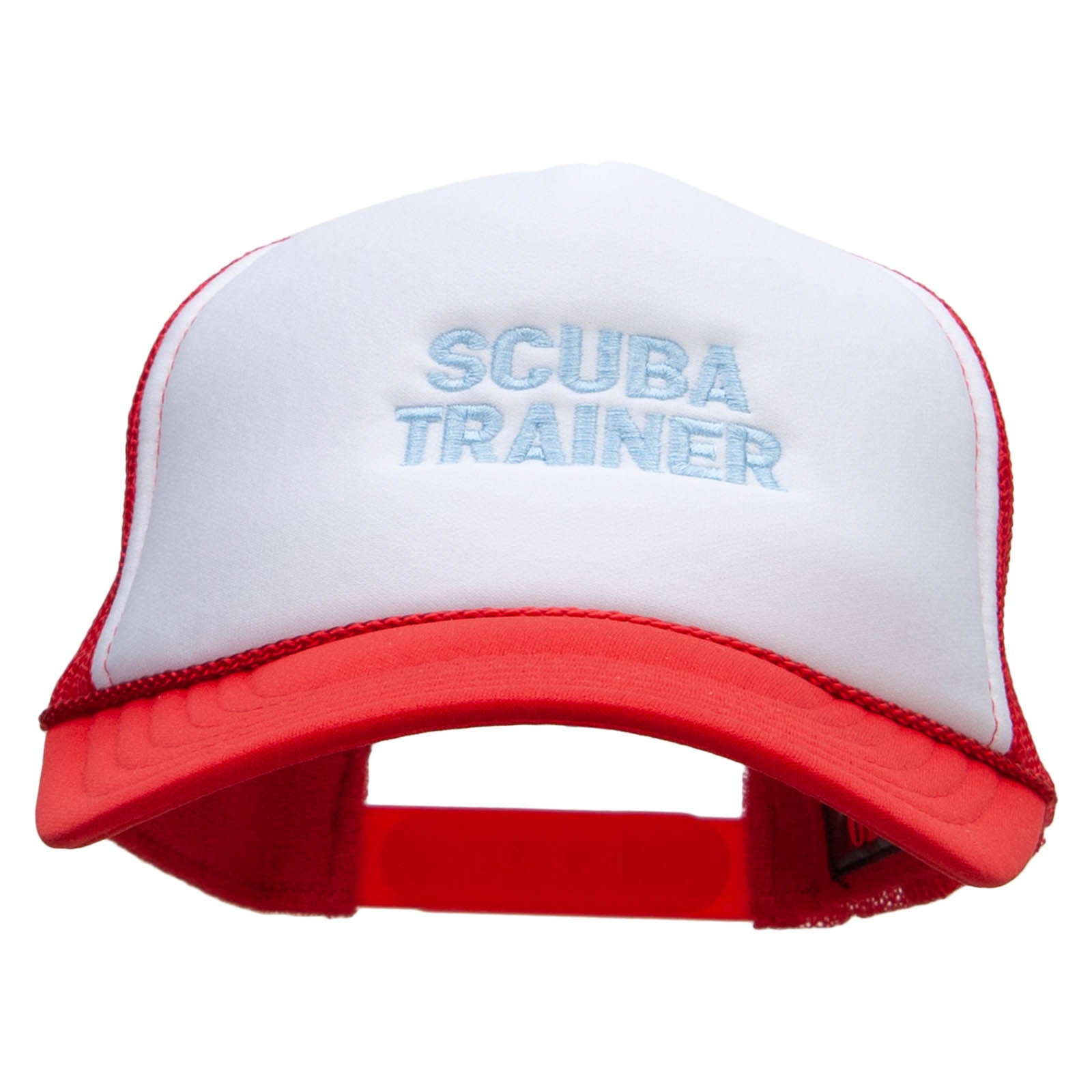 Scuba Trainer Embroidered Foam Panel Mesh Snapback - White Red OSFM