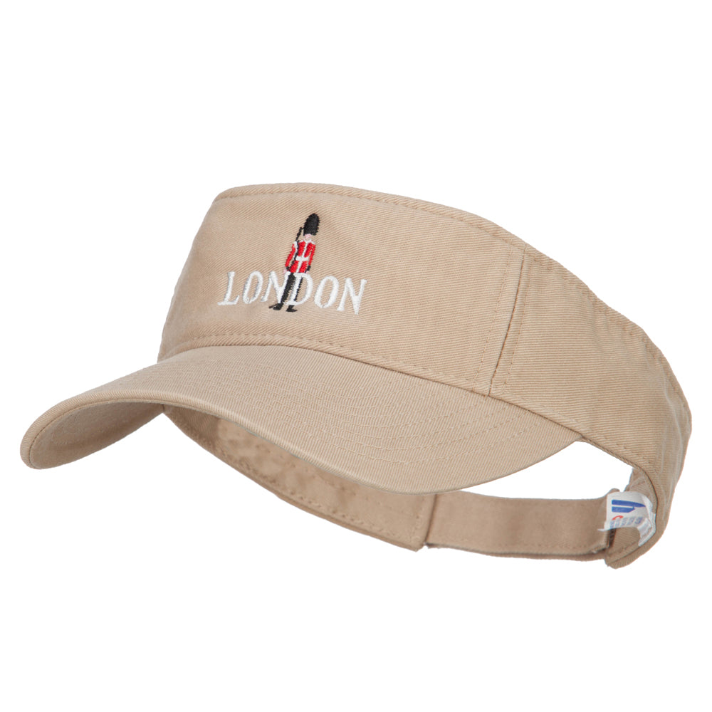 Queen Guard London Embroidered Pro Style Cotton Washed Visor - Khaki OSFM