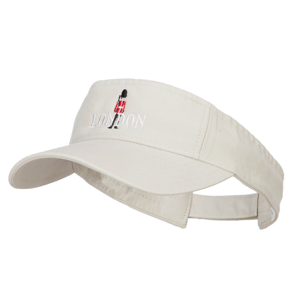 Queen Guard London Embroidered Pro Style Cotton Washed Visor - Stone OSFM