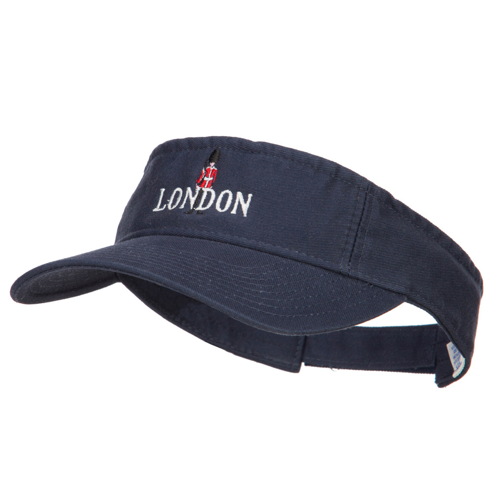 Queen Guard London Embroidered Pro Style Cotton Washed Visor - Navy OSFM