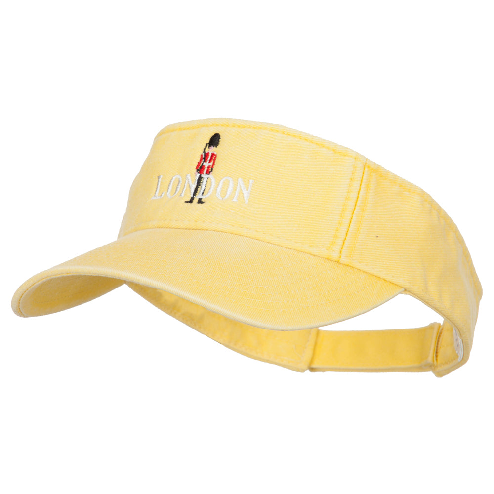 Queen Guard London Embroidered Pro Style Cotton Washed Visor - Lemon Yellow OSFM