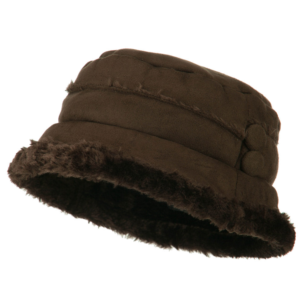 Women&#039;s Faux Suede Bucket Hat - Brown OSFM