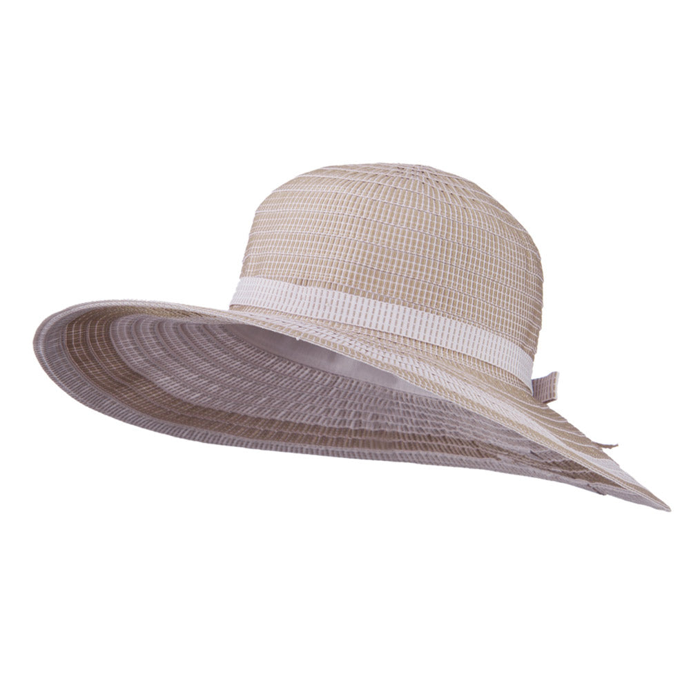 Ladies&#039; Ribbon Blend Flat Brim Hat - White Natural OSFM