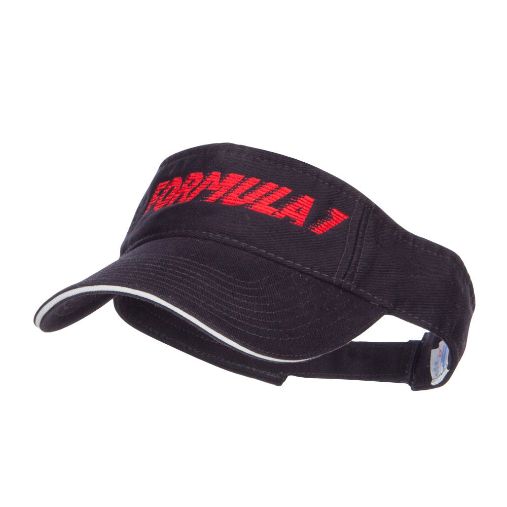 Racing Formula 1 Embroidered Sandwich Visor - White Black OSFM