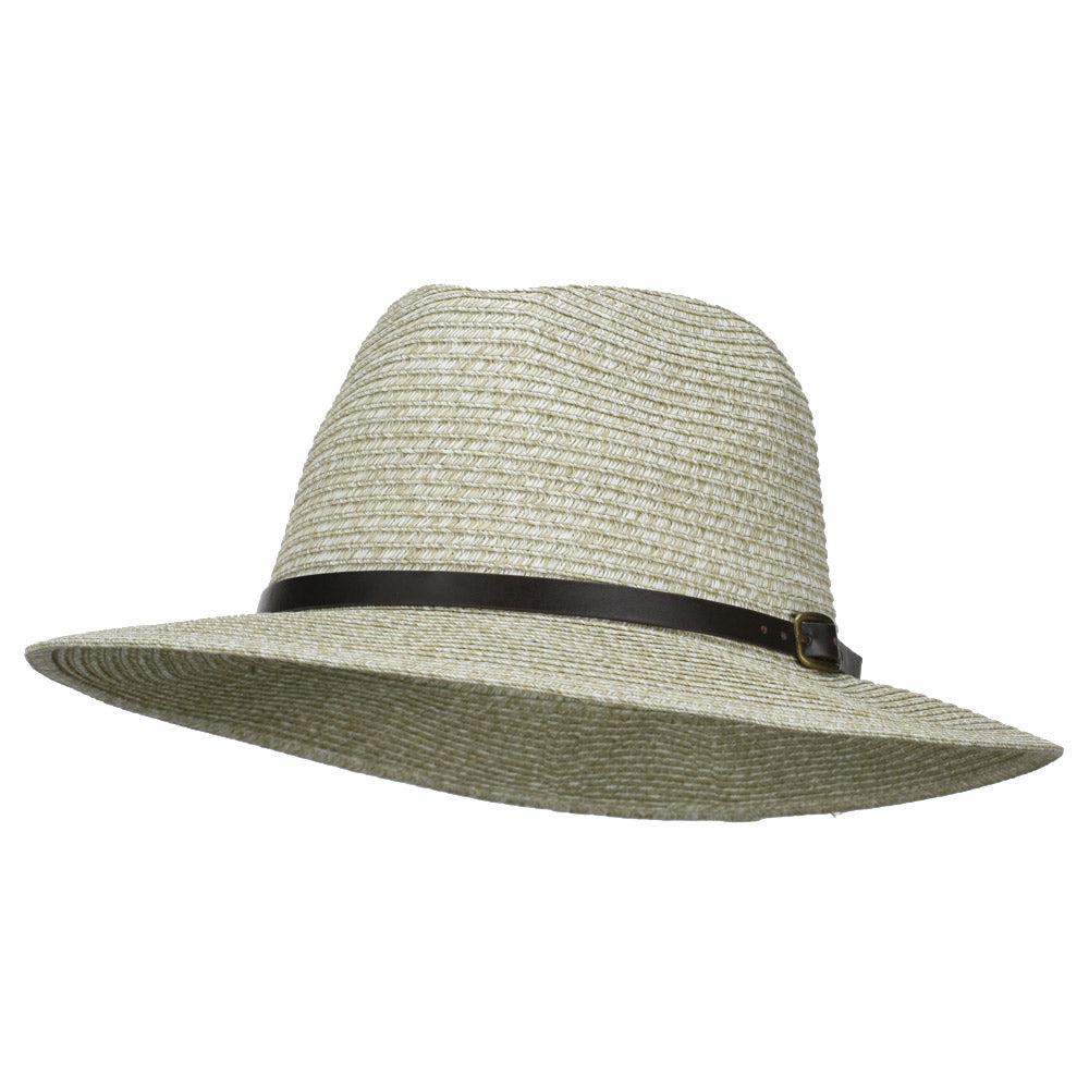 Men&#039;s Large Brim with Belt Fedora - Grey OSFM