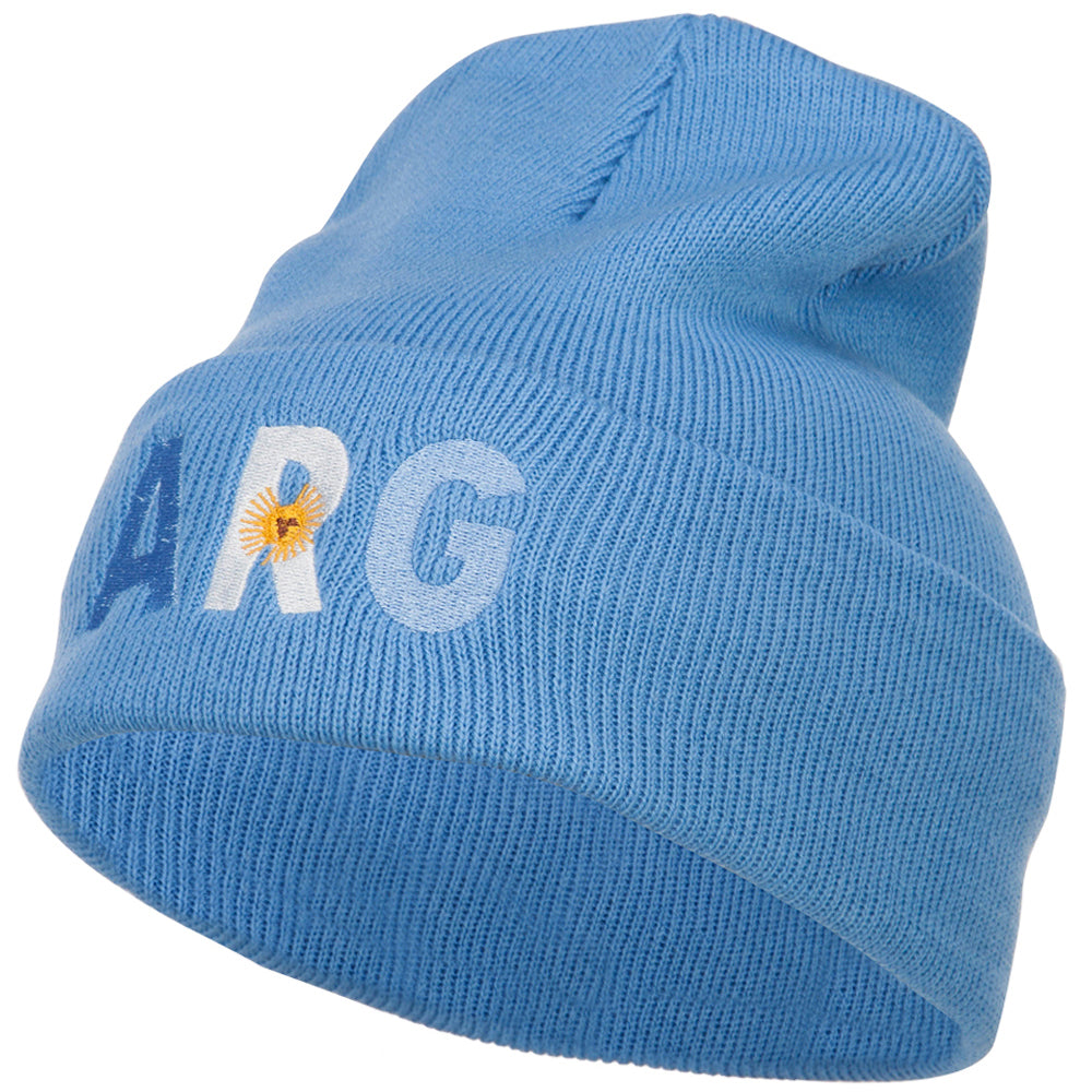 Argentina ARG Flag Embroidered Long Beanie - Sky Blue OSFM