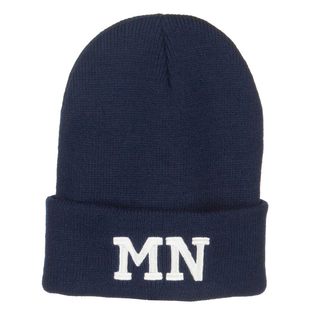 MN Minnesota State Embroidered Long Beanie - Navy OSFM