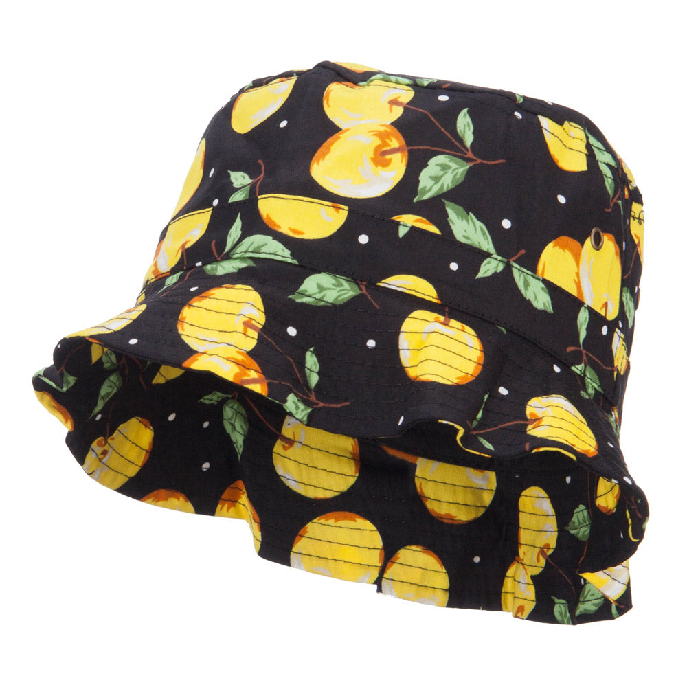 Women&#039;s Fruit Motif Bucket Hat - Cherry Yellow OSFM