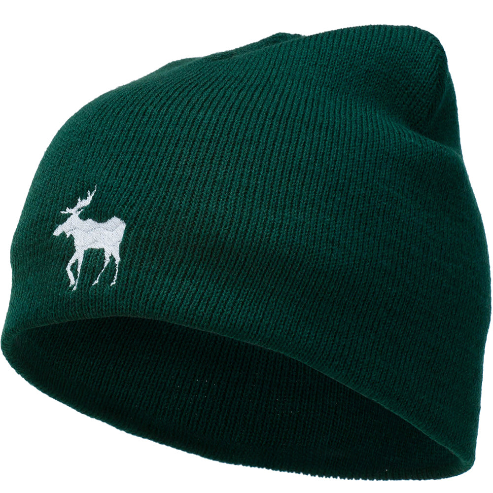 American Moose Embroidered Short Beanie - Dk Green OSFM