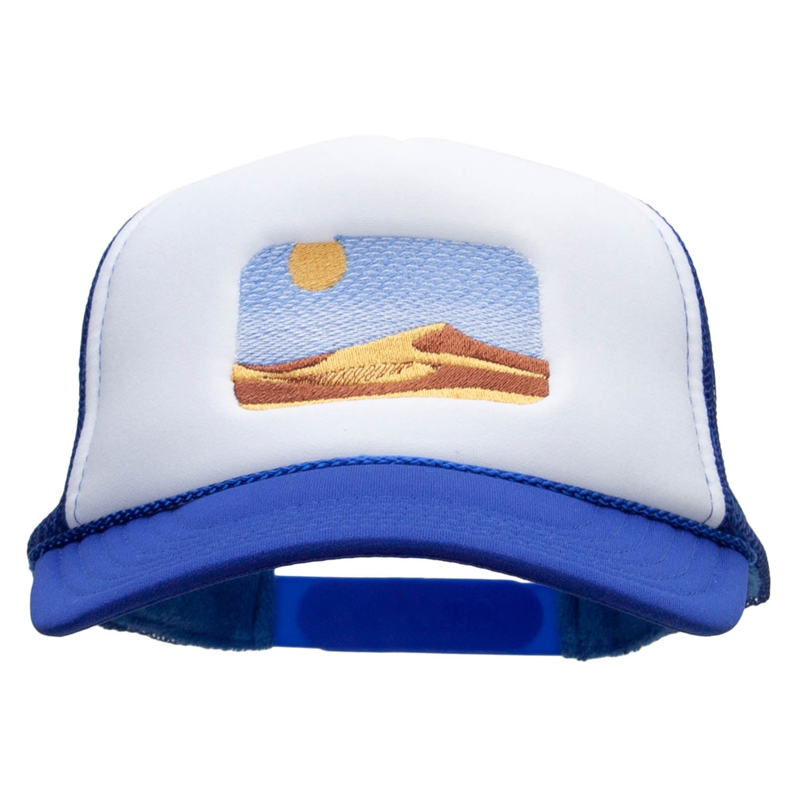 Sand Dune Embroidered Foam Panel Mesh Snapback - Royal White OSFM