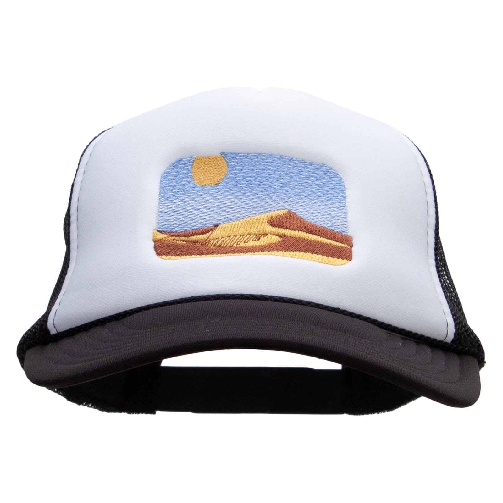 Sand Dune Embroidered Foam Panel Mesh Snapback - Black White OSFM