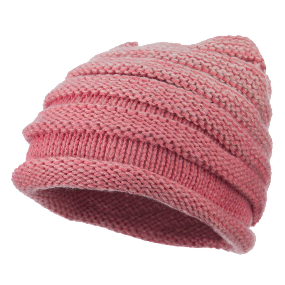 Women&#039;s Ribbed Rolled Beanie - Pink OSFM