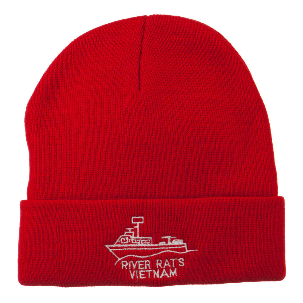River Rats Vietnam Embroidered Long Beanie - Red OSFM
